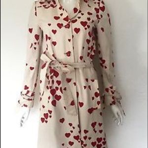 ICONIC MOSCHINO ITALY HEARTS PRINT TRENCH COAT
